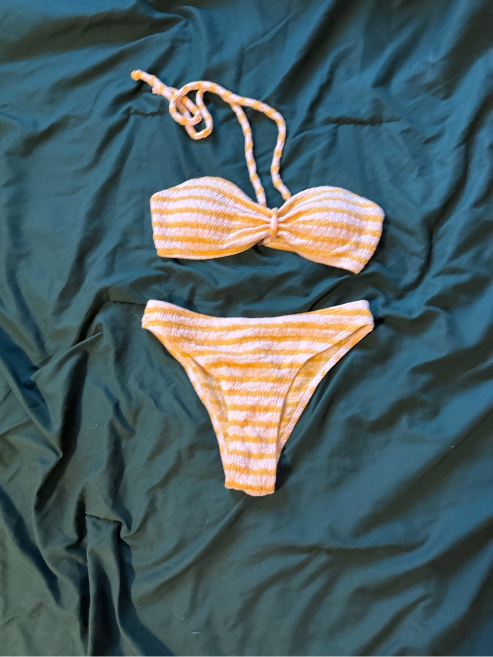 Striped yellow and white bikini
